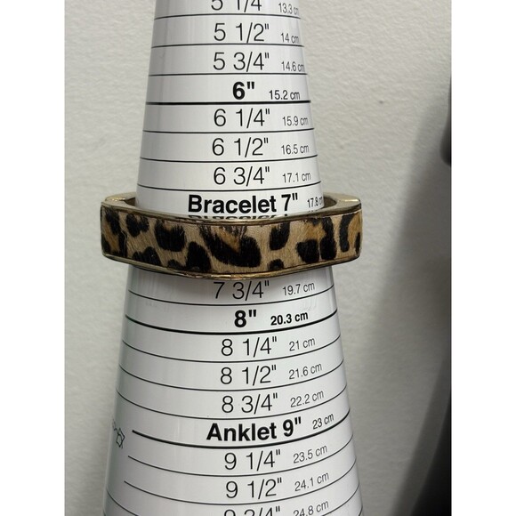 Vintage Square Leopard Print Bangle Bracelet Gold Tone Hinge - Picture 6 of 8